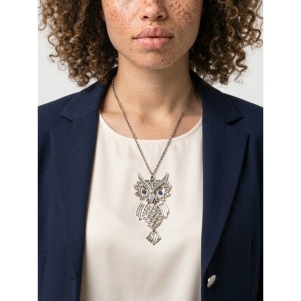 Vintage Silver Tone Chain With Owl Pendant